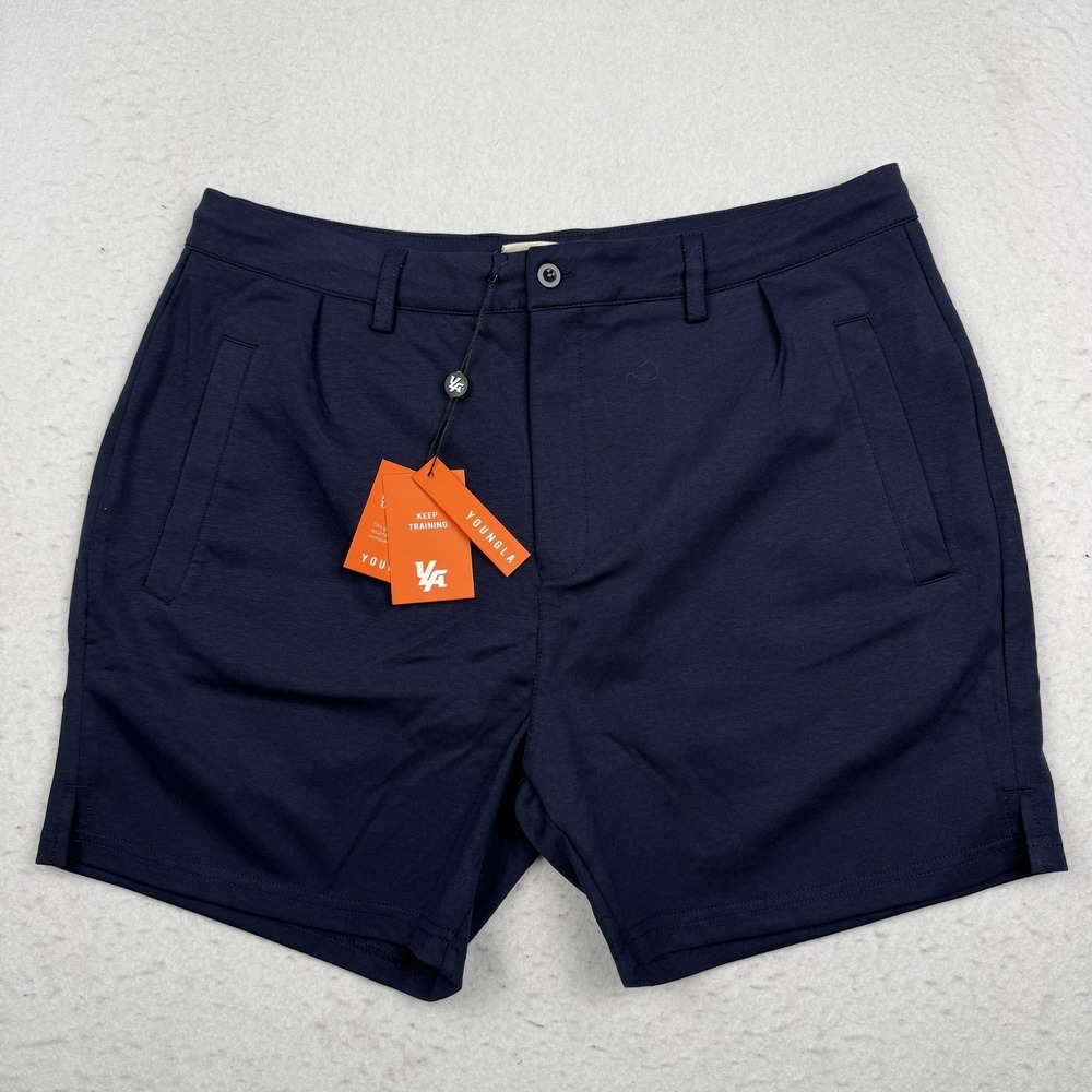 YoungLA Shorts Mens XL Blue Chino Stretch Drawstring 5 Inseam